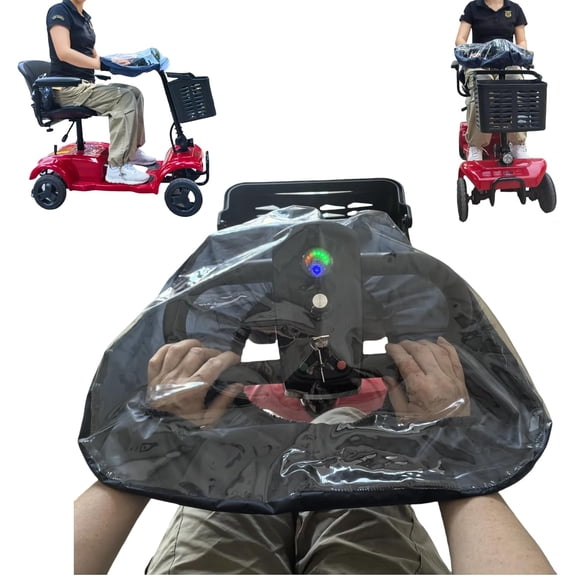 Mobility Scooter Control Panel Tiller Cover 19"x15"x8.6" Fit for Various 3/4 wheels Mobility Scooters, Heavy-Duty Clear PVC with Elastic Cuffs, Rain Guard for Outdoor Travel & Emergency Use
