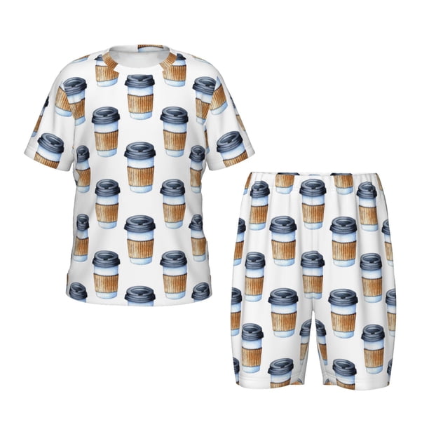 Balery Coffee To Go Pattern Conjunto de Pijama Infantil de Manga Corta con Estampado – Ropa de Dormir de Algodón Suave-4X-Large