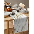 thumbnail image 3 of Table Runner Dresser Scarf 13 x 72 Inch Gold White Marble Abstract Cracked Stone Texture Contemporary Table Runners Non-Slip Heat Resistant Kitchen Dining Table Decor for Indoor Outdoor, 3 of 7