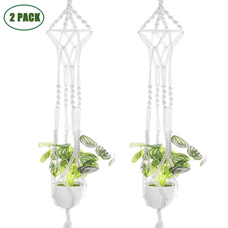 

2-Pack 41.7inch Plant Flower Hanger Macrame Plant Pot Holder Hanging Basket for Indoor Outdoor Ceiling Balcony Round Square Pots