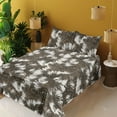 thumbnail image 2 of Ambesonne Tropical Fitted & Flat Sheet with Shams 4 Pcs Set, Earthy Exotic Pattern Leaf, King, Dark Taupe White, 2 of 5