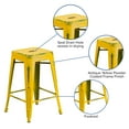 thumbnail image 6 of Merrick Lane Metal 24" Counter Height Stool with Distressed Yellow Powder Coated Finish and Integrated Floor Glides, 6 of 10