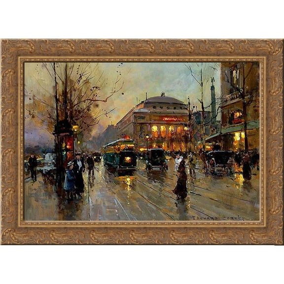 Theatre du Chatelet 24x18 Gold Ornate Wood Framed Canvas Art by Edouard Cortes
