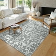 thumbnail image 2 of Lahome Decor 5'x7' Washable Rug for Bedroom, Vintage Area Rug for Living Room, Indoor Soft Distressed Floral Throw Rugs Non-Slip Backing for Entryway Farmhouse Dining Room Kids Playroom,Light Grey, 2 of 8