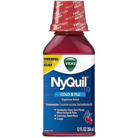 Vicks NyQuil Rhume et grippe secours liquide Nighttime, cerise (12 oz pack de 3)