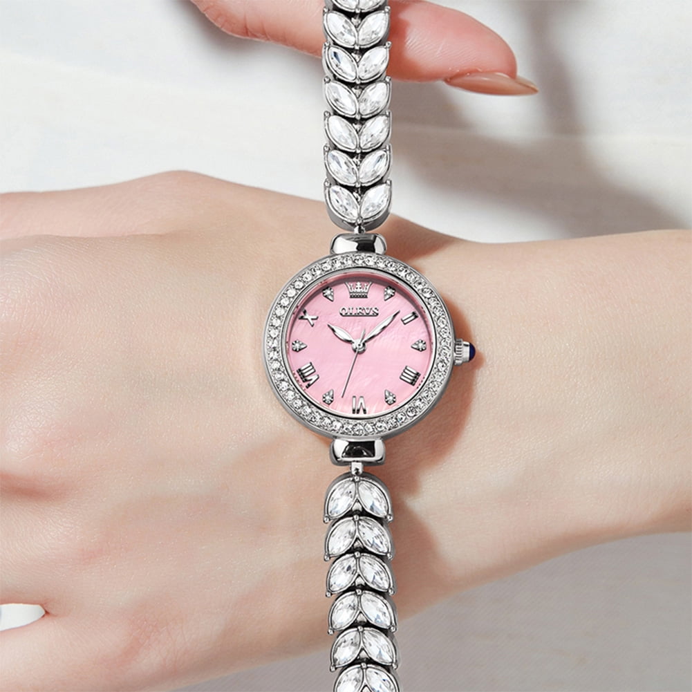OLEVS Watches for Women Fashion Dress Analog Quartz Rose Gold Plated Stainless Steel Waterproof Luminous Luxury Ladies Watches Women Wrist Watches Gift Relojes para Mujer Pink/Purple/Green/Blue