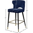 thumbnail image 3 of Pemberly Row Contemporary 28"H Velvet Counter Stool in Navy (Set of 2), 3 of 5
