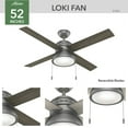 thumbnail image 3 of Hunter - Loki Indoor Ceiling Fan With Light, 52-inch, Matte Silver, Casual-style, 3-speed WhisperWind Motor, 51031, for living rooms, bedrooms, home offices, kitchens, 3 of 14