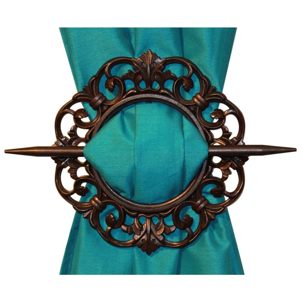 Set of 2 Curtain Holdbacks, Antique, Mahogany