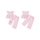 thumbnail image 2 of Conjuntos de 2 piezas para niñas: pantalón, blusa de manga corta con botones, corte en A, estampado a cuadros, ropa de verano., 2 of 9