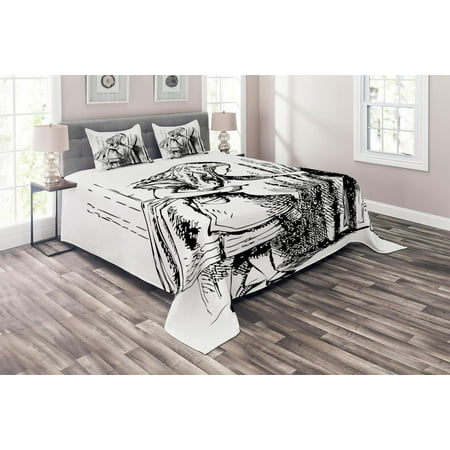 Alice In Wonderland Coverlet Set Black And White Alice Looking