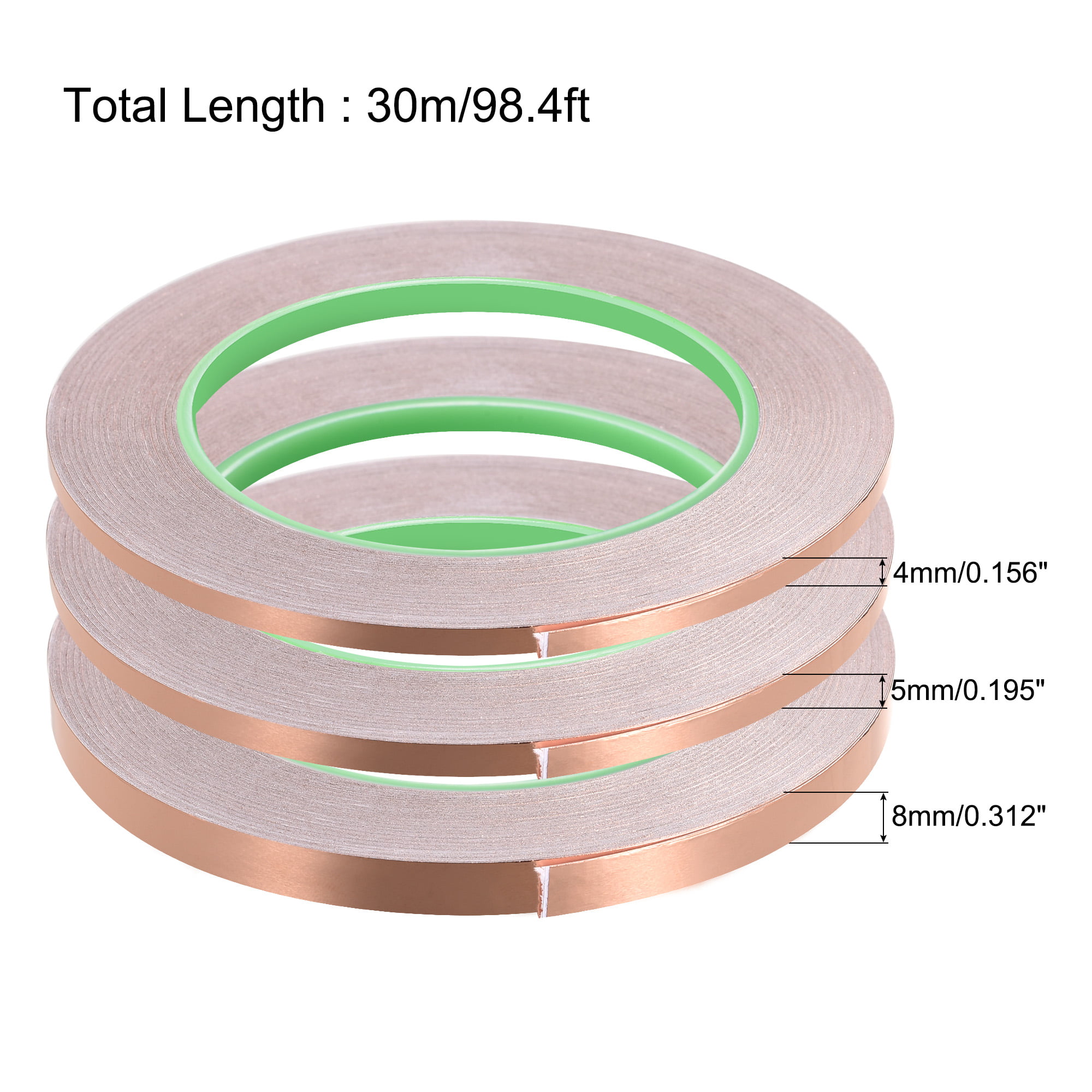 Uxcell Double-Sided Conductive Tape Copper Foil Tape 4mm x 30m/98.4ft 1pcs  