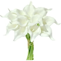 Artificial Calla Lily 20 Pcs Fake Bridal Bouquets Faux Pure White Spring Flowers for Wedding Christmas Thanksgiving Mother's Day Baby Shower Party Centerpieces Party Decor