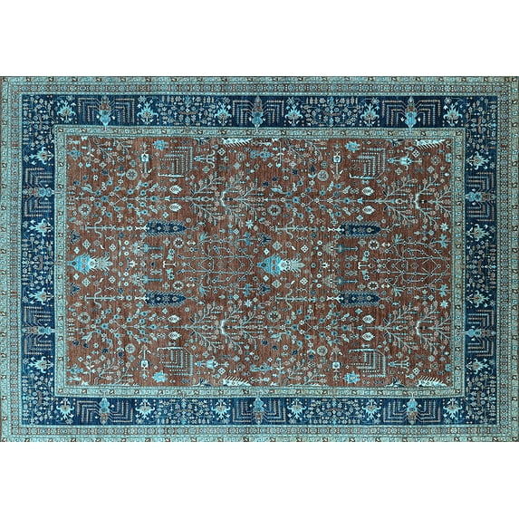 Ahgly Company Indoor Rectangle Oriental Light Blue Industrial Area Rugs, 4' x 6'
