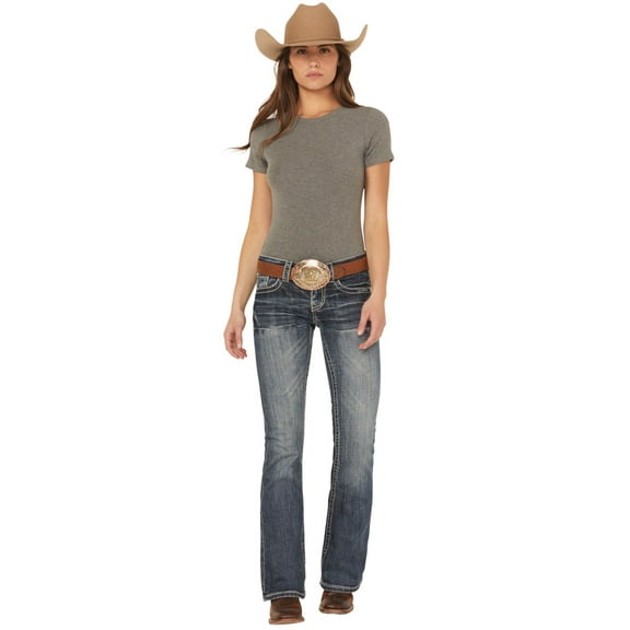 Stetson Women's 816 Fit White "S" Stitch Bootcut Jeans - 11-054-0816-1305 BU 00 XL
