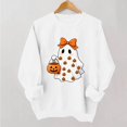 thumbnail image 5 of Hulanddfd Womens Sweatshirt Pink Ghost Pumpkin Print Pullover, Cute Bow Graphic Crewneck Long Sleeve Top, Halloween Casual Sweater, 5 of 5