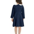 thumbnail image 4 of Tao Tao Girls Long Sleeve Dress Casual Vintage Peter Pan Collar Swing Party Dress Navy 11 Years, 4 of 4