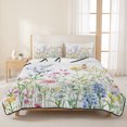 thumbnail image 3 of Twin XL Quilt Set 68''x98'', Spring Floral Lightweight Summer Bedspread Coverlet Set with 2 Pillow Shams, Colorful Watercolor Botanical Summer Breathable All Season Quilt Bedding for Dorm/Guest Room, 3 of 9