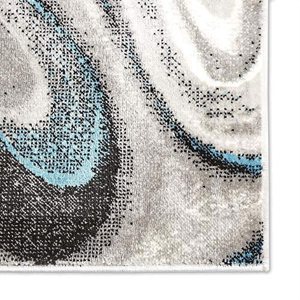 Home Dynamix Boho Odette Abstract Swirl Runner Area Rug Grey/Blue, 1'6"x7'2"