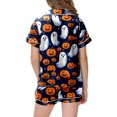 thumbnail image 5 of NIEWTR Kids Halloween Pajamas Halloween Loungewear Short Sleeve Lapel Top and Shorts Homewear Girls' Pajama Sets, 5 of 5