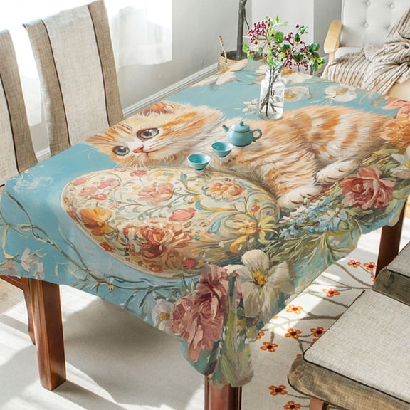 BZSMCE Square Tablecloth Blossoming Whiskers Pattern Tableclothes