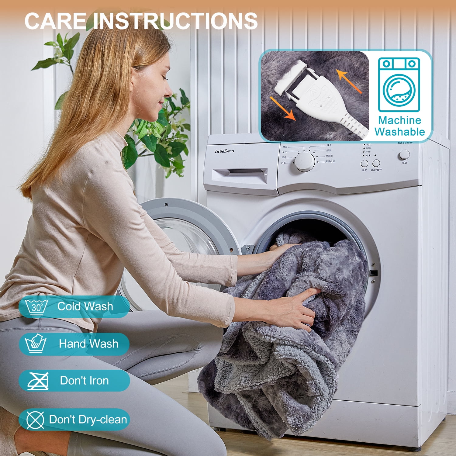 Dowin Electric Blanket Full Size 72"x84", Fast Heating Soft Faux Fur Heated Blanket, 5 Heat Settings & 10 Hrs Auto Off , Machine Washable, Over-Heat Protection,Home Office Use,Grey