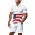 thumbnail image 2 of 4th of July Short Sets for Men 4th of July Outfits Mens Track Suits Summer 2 Piece Short Sets Outfits Fashion Casual Short Sleeve Shirt and Shorts Set Lapel Collar Shirt Elastic Waist Shorts Set, 2 of 9