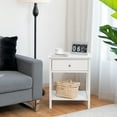 thumbnail image 3 of Costway Nightstand with Drawer Storage Shelf Wooden Bedside Sofa Side Table White, 3 of 9