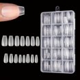 thumbnail image 2 of Caja con 330 puntas cortas para uñas con forma de almendra: pegatinas para uñas de gel mate mejoradas sin lima, cobertura total preformada para uñas cortas con forma de almendra, 2 of 5