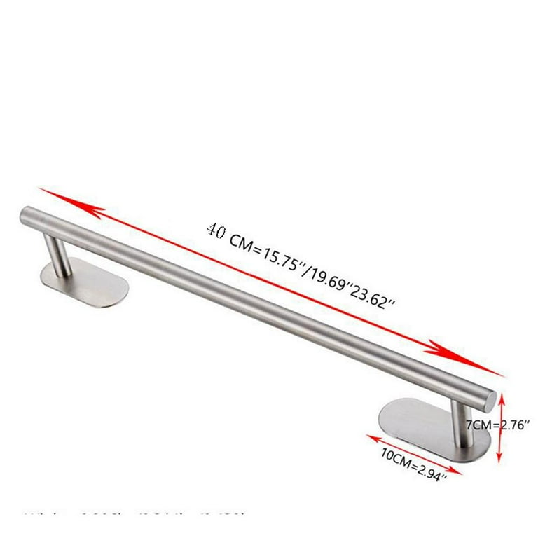 1 Stainless Steel Brushed Towel Bar Towel Rod Wall Mounted Towel Rail Holder for Bathroom Self Adhesive No Screws Walmart