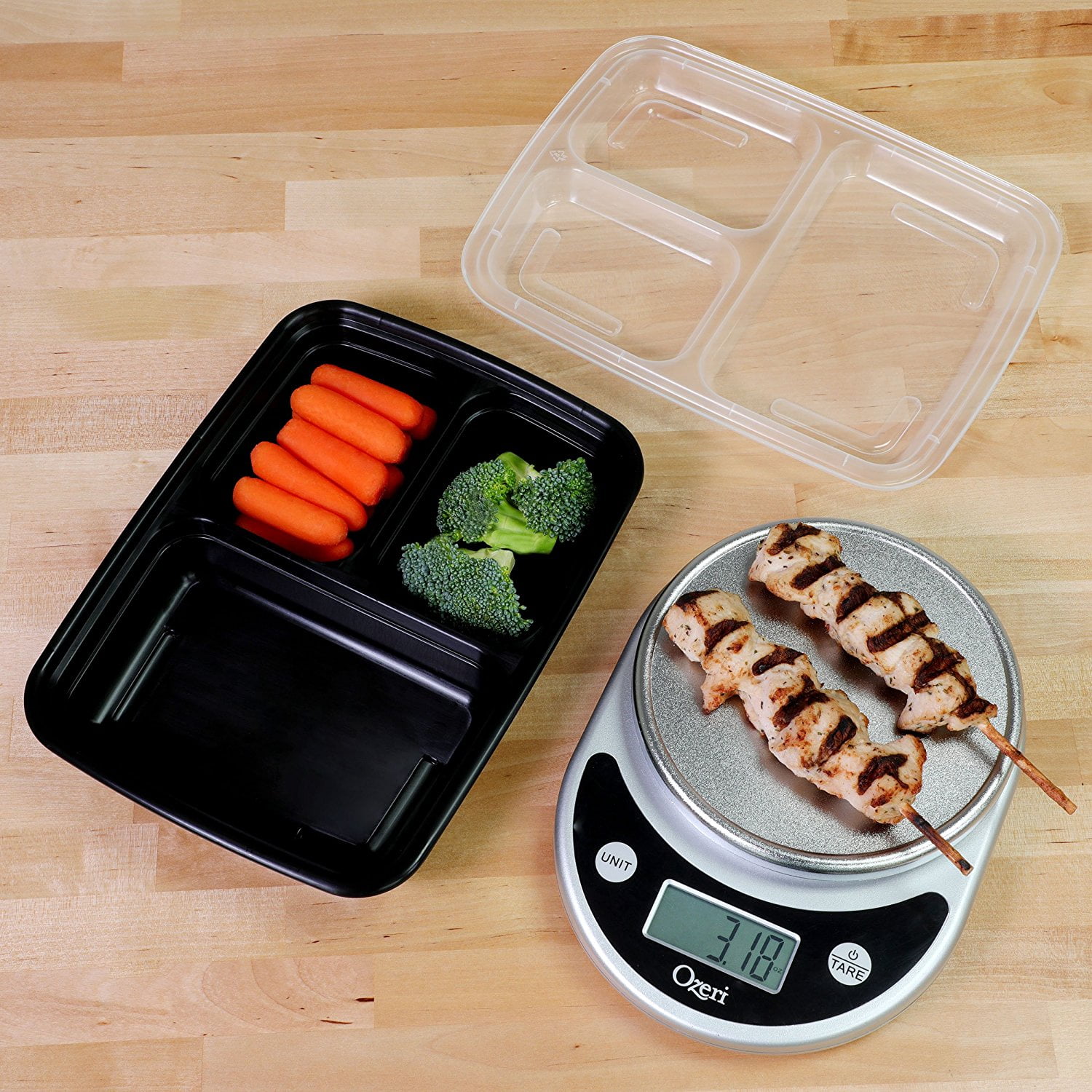 12 Meal Prep Containers 3 Compartment Plate W/ Lids Reusable Food