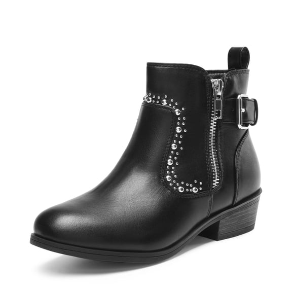 DREAM PAIRS Girls Boots Low Heel Side Zipper Ankle Booties Little Kid/Big Kid
