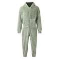 thumbnail image 4 of Men Artificial Wool Long Sleeve Pajamas Casual Solid Color Zipper Loose Hooded Jumpsuit Pajamas Casual Winter Warm Rompe 1 Piece Suit On Sleepwear, 4 of 6