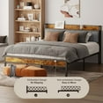 Lofka Queen Bed Frame with Upholstered Storage Headboard, Metal Bed