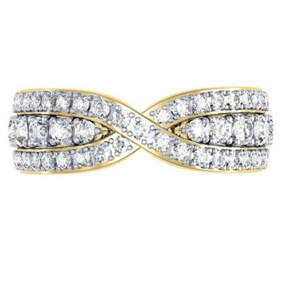 Dazzlingrock Collection 1.00 Carat (ctw) 14K Round White Diamond Swirl Wedding Anniversary Band Ring 1 CT, Yellow Gold, Size 8.5