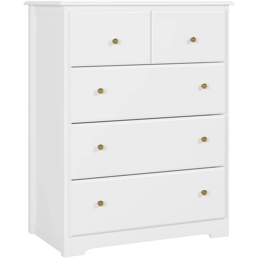 Homfa Horizontal Dresser, Modern Dresser of 5 Drawers, Dresser Chest