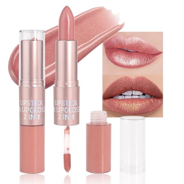 Salud y Belleza, Belleza y Maquillaje, Lápiz Labial/Brillo Labial, Lápiz Labial, Lápiz Labial y Brillo Labial 2 en 1 Antiadherente Vaso Hidratante Lápiz Labial 1.5ml, un lápiz labial