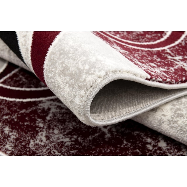 Rug Branch Montage Collection Modern Abstract Runner Area Rug (2x12 feet) Abstract - 2'3" x 12', Red