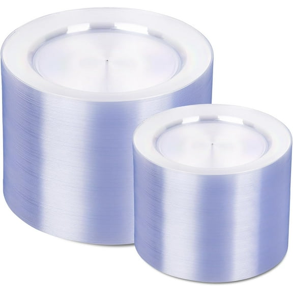 200PCS Clear Plastic Plates Disposable Plates for Party - Heavy Duty Plastic Plates - 100 10" Dinner Plates and 100 7" Salad Plates for Weddings, New Year,Christmas Parties and Events Clear 200