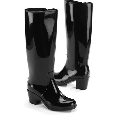 Women's Zipper Heel Rain Boots - Walmart.com