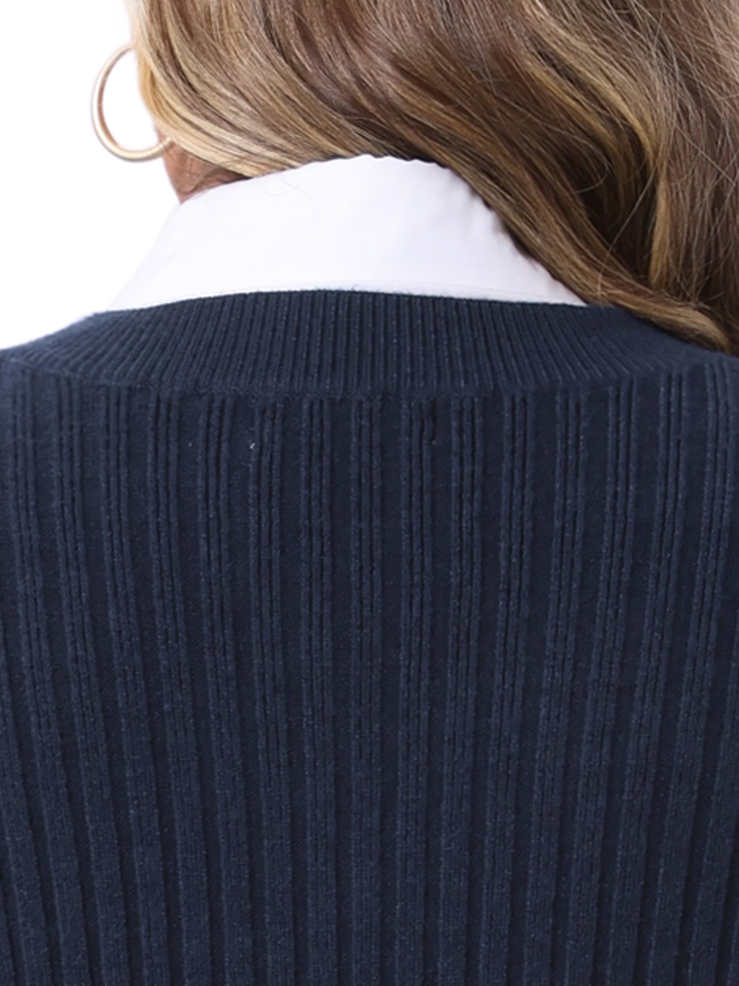 DARING DIVA Women's Plus V Neck Knit Split Hem Sweater Vest 3X Dark Blue