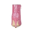 thumbnail image 2 of BLISSFUL STEP Women's Glitter Point Toe Stiletto Heels Ankle Boots Pink 7, 2 of 8