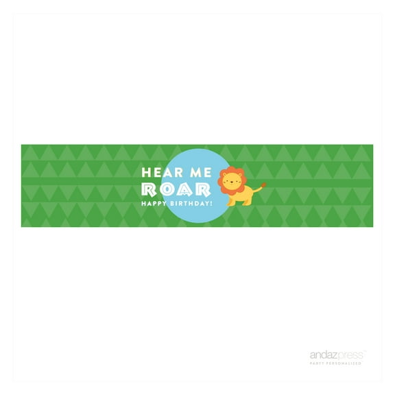 Jungle Safari Adventure Birthday Hear Me Roar Lion Water Bottle Labels, 8-Pack
