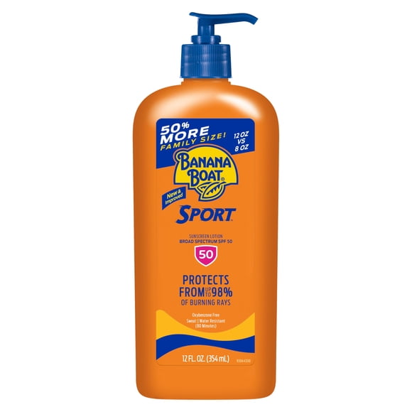 Banana Boat Sunscreen Sport Family Size Broad Spectrum Sun Care Sunscreen Lotion - SPF 50, 12 ounce