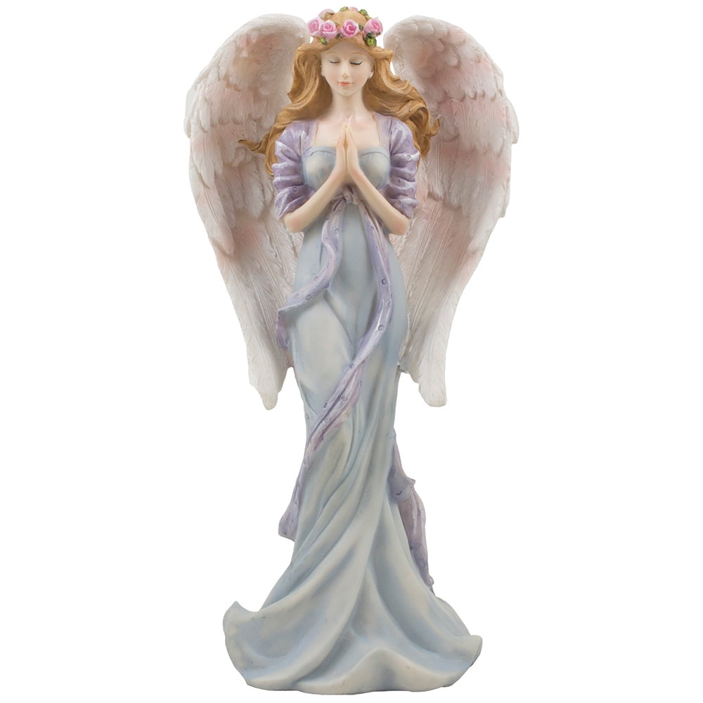 Divine Standing Praying Angel Statue with Rose Accents for Decorative ...