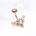 thumbnail image 5 of Golden Bali Beaded Flora Sparkle Internally Threaded Belly Button Ring-Clear Gem, 5 of 5