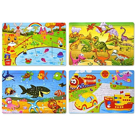 Wooden Jigsaw Puzzles Set for Kids Age 2-6 Year Old 30 Piece Colorful ...