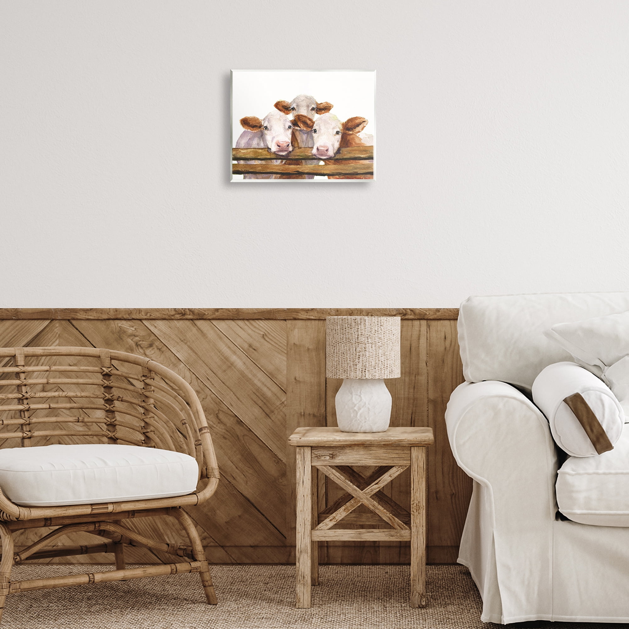 Stupell Industries Three Cow Friends Animals Painting Unframed Art Print Wall Art, 14 x 11