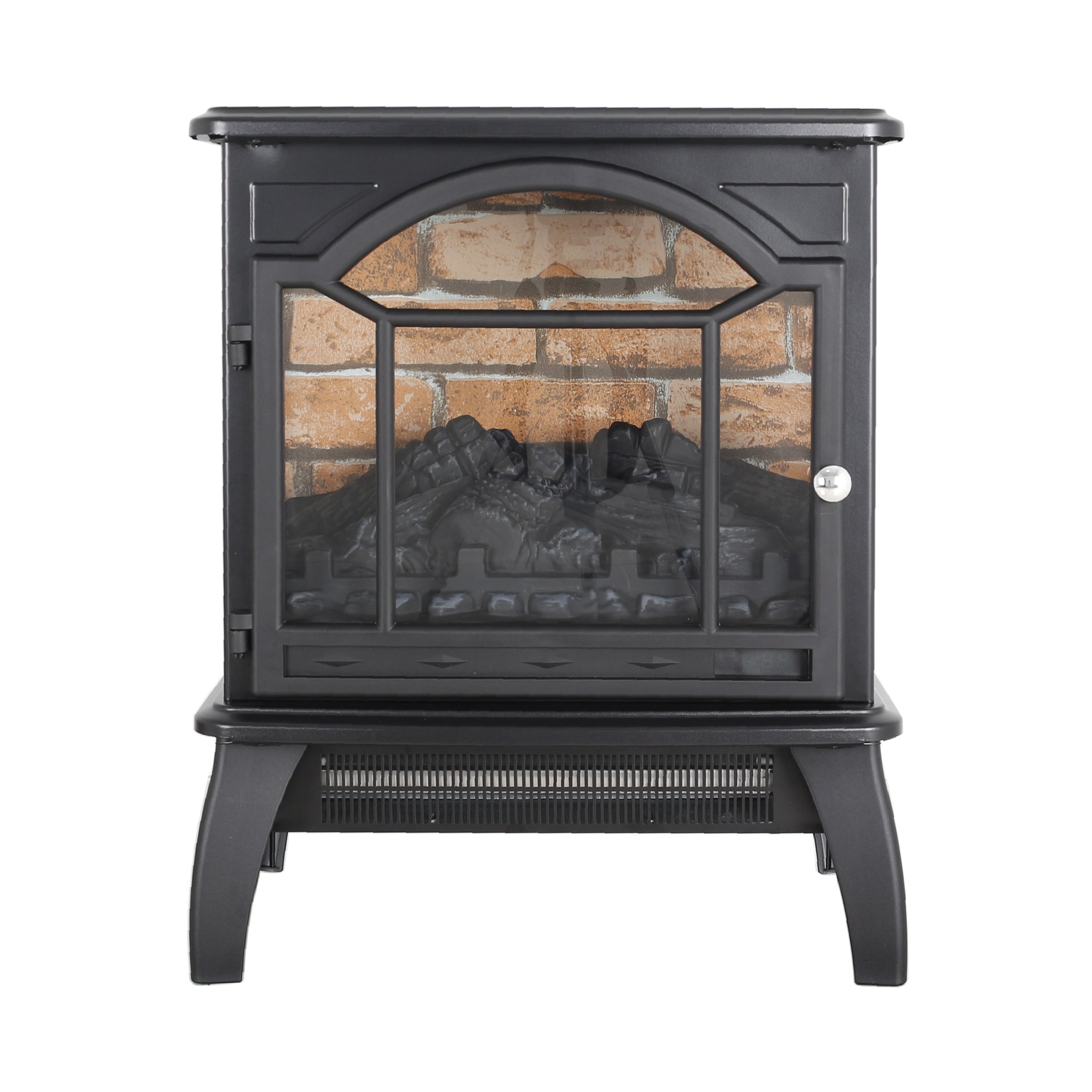 PAPROOS 18 inch Freestanding Electric Fireplace Heater, Quartz Fireplace Infrared Stove Heater with 3D Realistic Flame, Remote Control, Timer, Safety Heater for Indoor Use, 1500W, Antique Black
