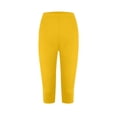 thumbnail image 4 of Workout Capri Leggings for Women Soft 3/4 Length Stretch Yoga Pants Pull On Petite Workout Running Casual Daily Wear Regular Plus Yellow S, 4 of 7